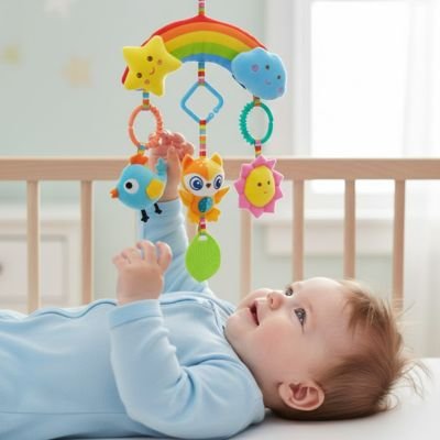 Jouet bebe arc-en-ciel-qui-capte toute l'attention du bébé