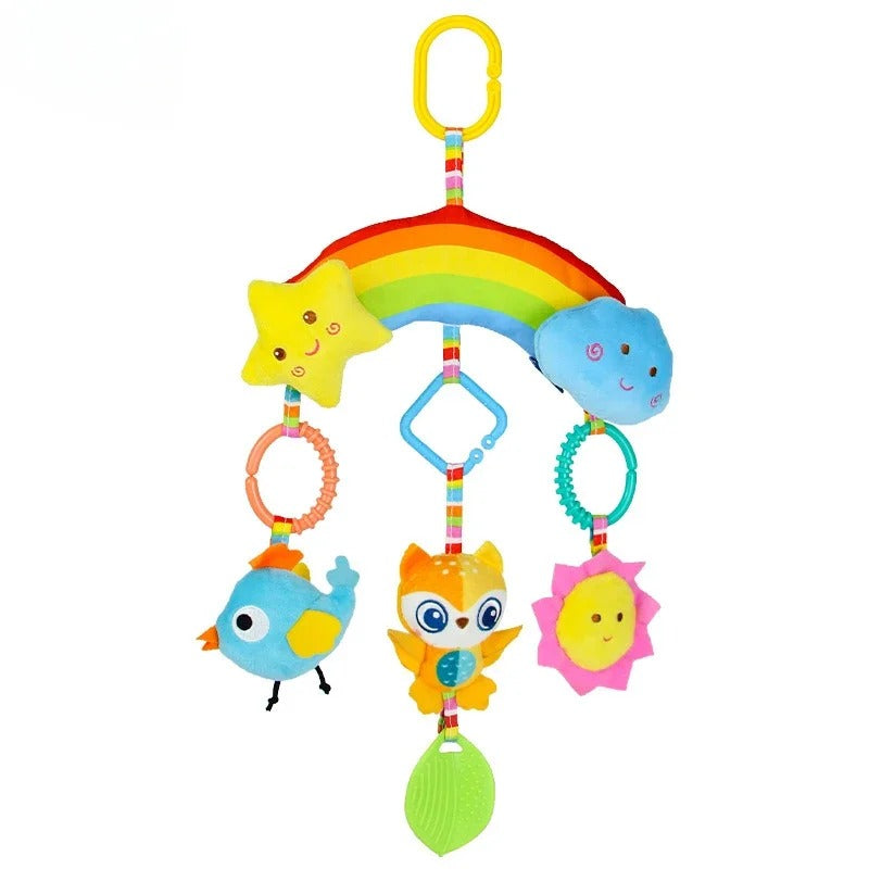 Jouet bebe arc-en-ciel et hochets suspendus