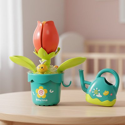 Jouet bebe bain tulipe colorée qui s'ouvre au contact de l'eau