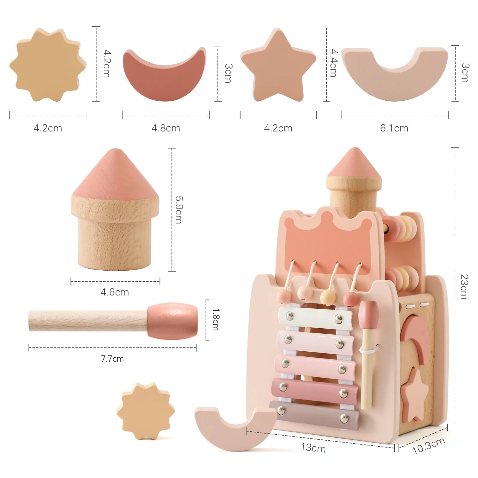 Jouet bebe bois château rose pièce par pièce