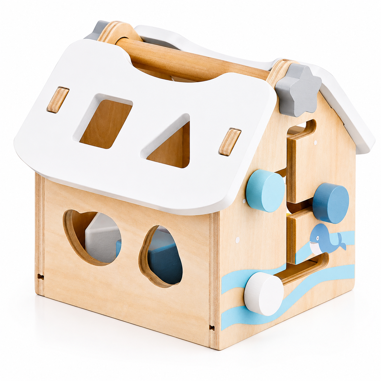 Jouet bebe bois petite maison pastel