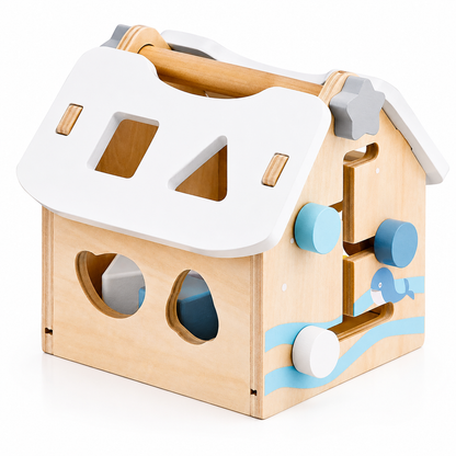 Jouet bebe bois petite maison pastel