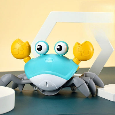 Jouet bebe eveil, crabe dansant a piles bleu.