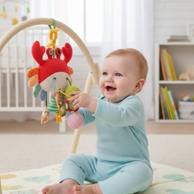 Saisie et tirer le jouet bebe eveil petit crabe suspendu a l'arche bebe