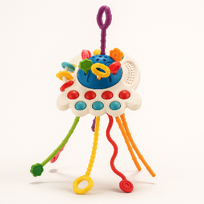 Variante bleu du jouet bebe eveil pieuvre