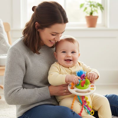 Jouet bebe eveil facilite les interactions bébé-maman