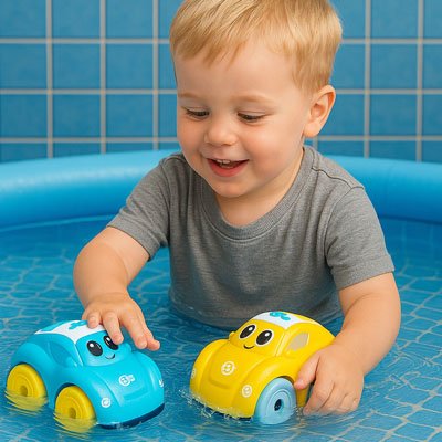 Jouet de bain bébé petites voitures qui émerveillent dans la baignoire 