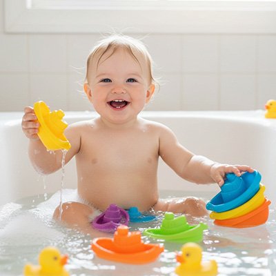 Jouet de bain​ pour des moments de pure bonheur en plein hygiène. 