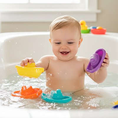 Jouet de bain​  aisément manipulé dans le bain par les petits mains  