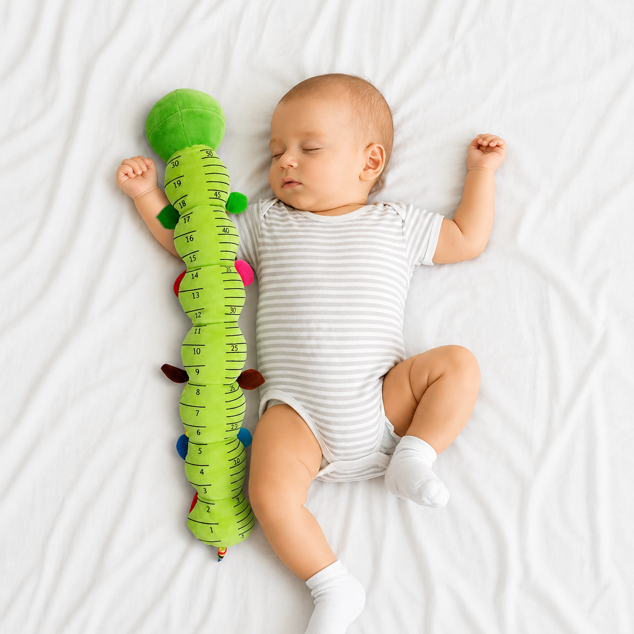 Jouet motricite bebe avec une règle de taille