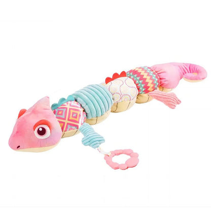 Jouet motricite bebe caméléon rose vert