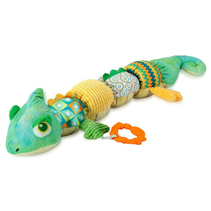 Jouet motricite bebe caméléon vert jaune 