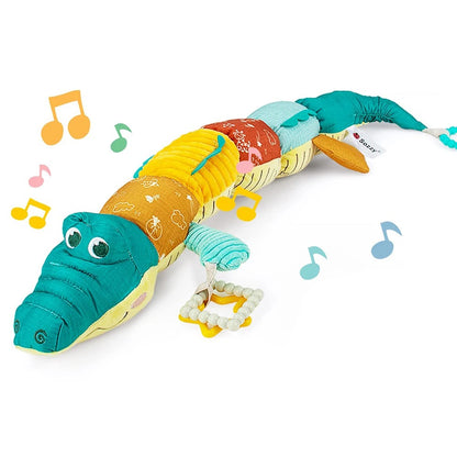 Jouet motricite bebe crocodile vert jaune 