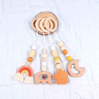 Jouet pour arche d'éveil bebe, pendant de 28 cm jaune et orange 