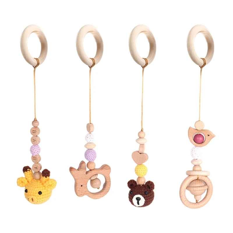 Jouet pour arche d'éveil | Naturel Sensoriel,4 pendentifs, trio animal