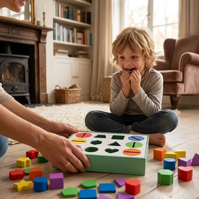 L'excitation de recevoir son cube d'activite bebe