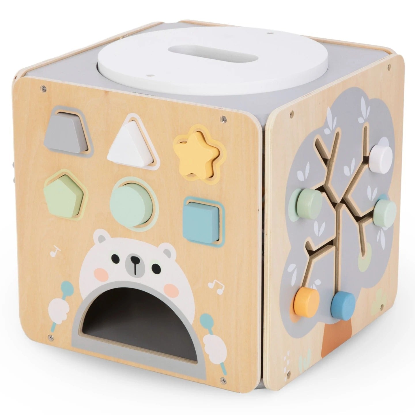 Le cube de motricité bébé avec espace de stockage intégré 