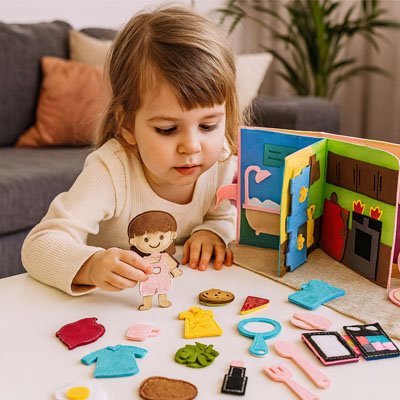 Livre bébé 1 an avec accessoires détachables pour creer