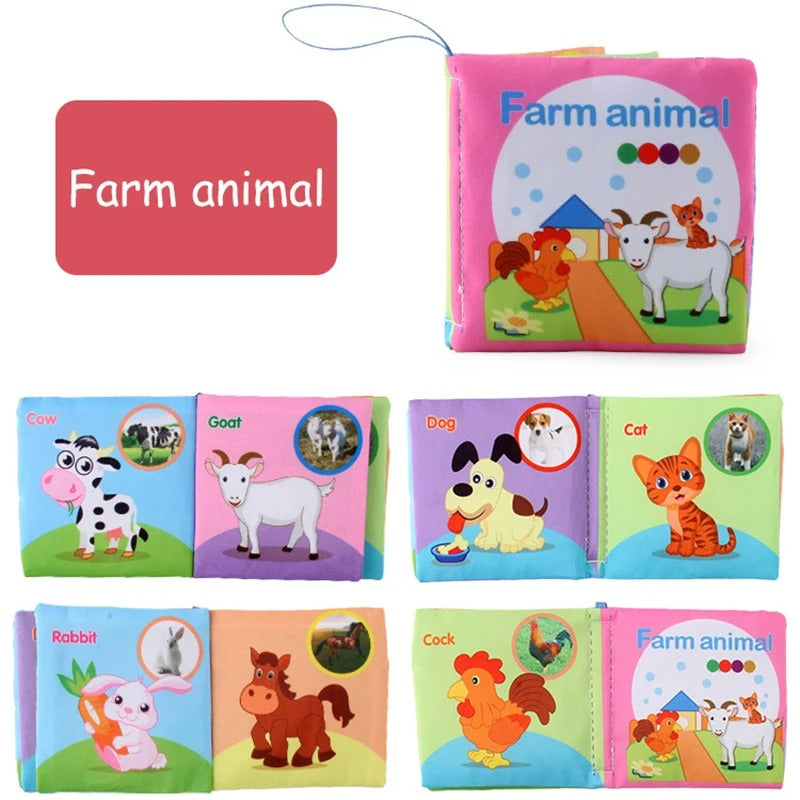 Livre bebe en tissus animaux de la ferme