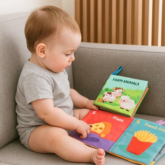 Livre bebe en tissus à explorer avec les 5 sens 