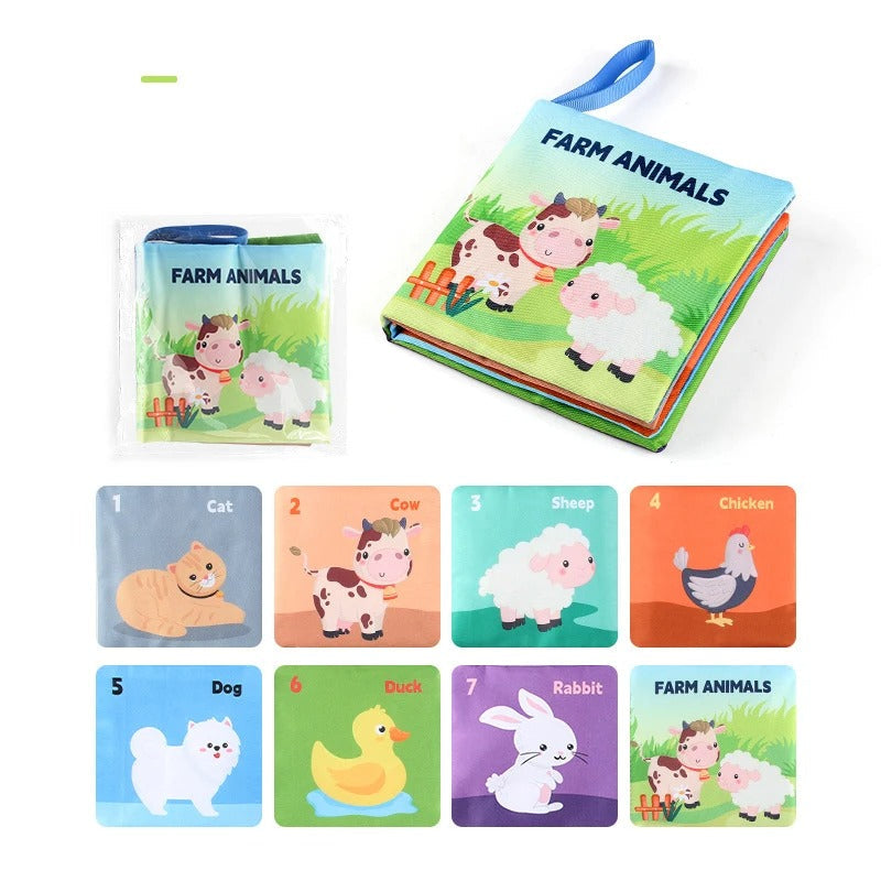 Livre bebe en tissus ferme animales 