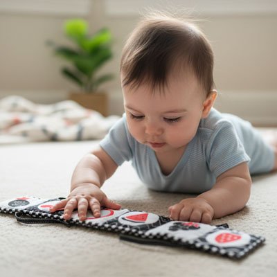 Livre noir et blanc bébé aux thèmes éducatifs