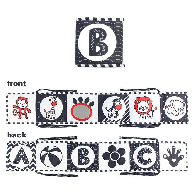 Livre noir et blanc bébé avec motifs rouges