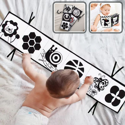 Livre noir et blanc bébé stimule lever la tête sur le ventre