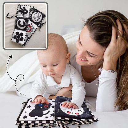 Livre noir et blanc bébé pliable sous plusieurs formes