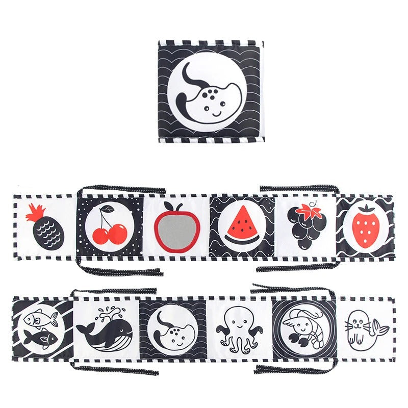 Livre noir et blanc bébé variante fruits