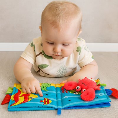 Livre sensoriel bébé l'océan entre ses petites mains