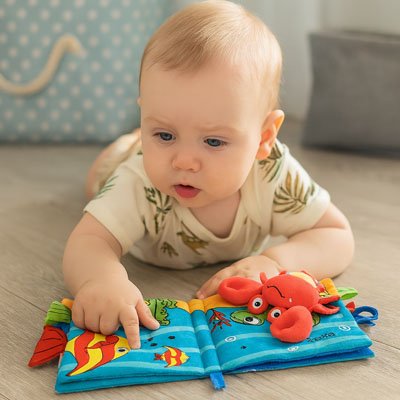 Livre sensoriel bébé éveil sous l'océan en 3D