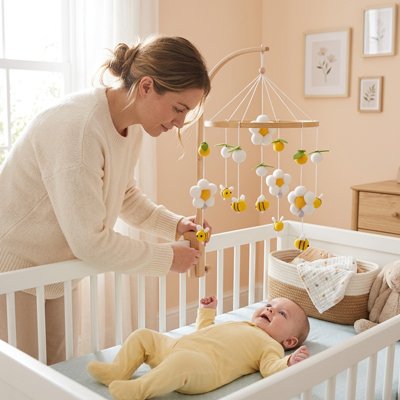 Mobile bebe ajusté pour la vision selon l'age