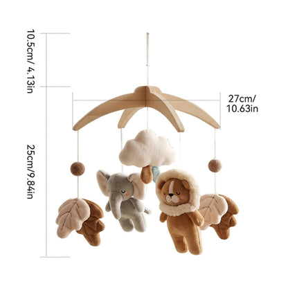 Mobile bebe deux animaux, feuilles et nuage suspendu