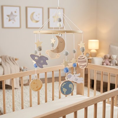 Mobile bebe donne cette touche douce et radieuse à la chambre