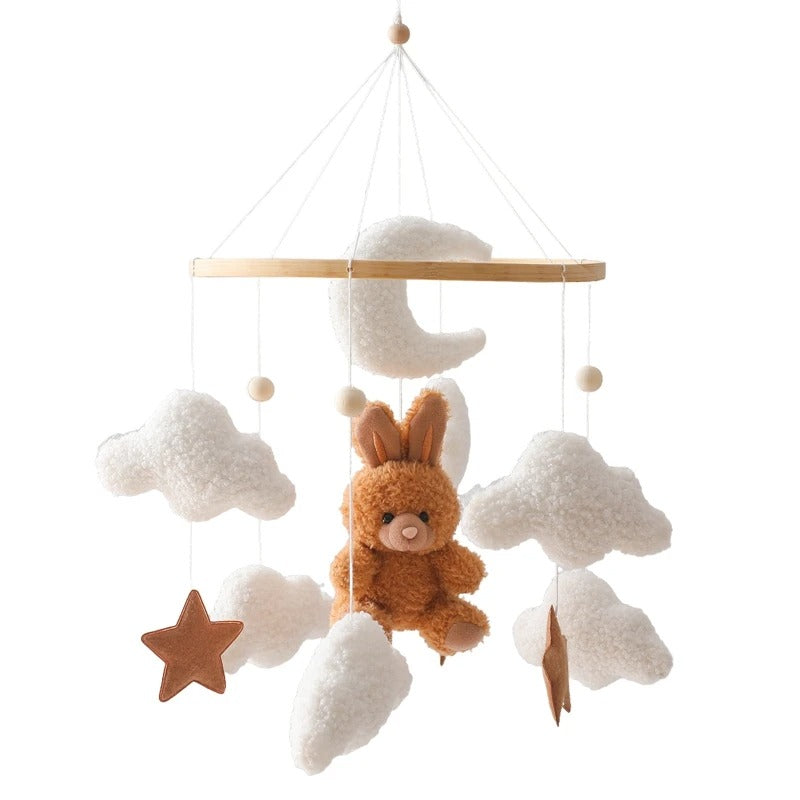 Mobile bebe lapin marron