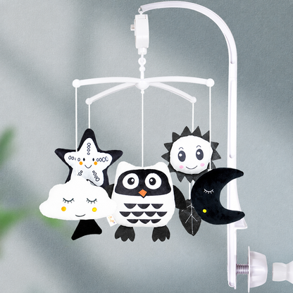 Mobile bébé noir et blanc hibou
