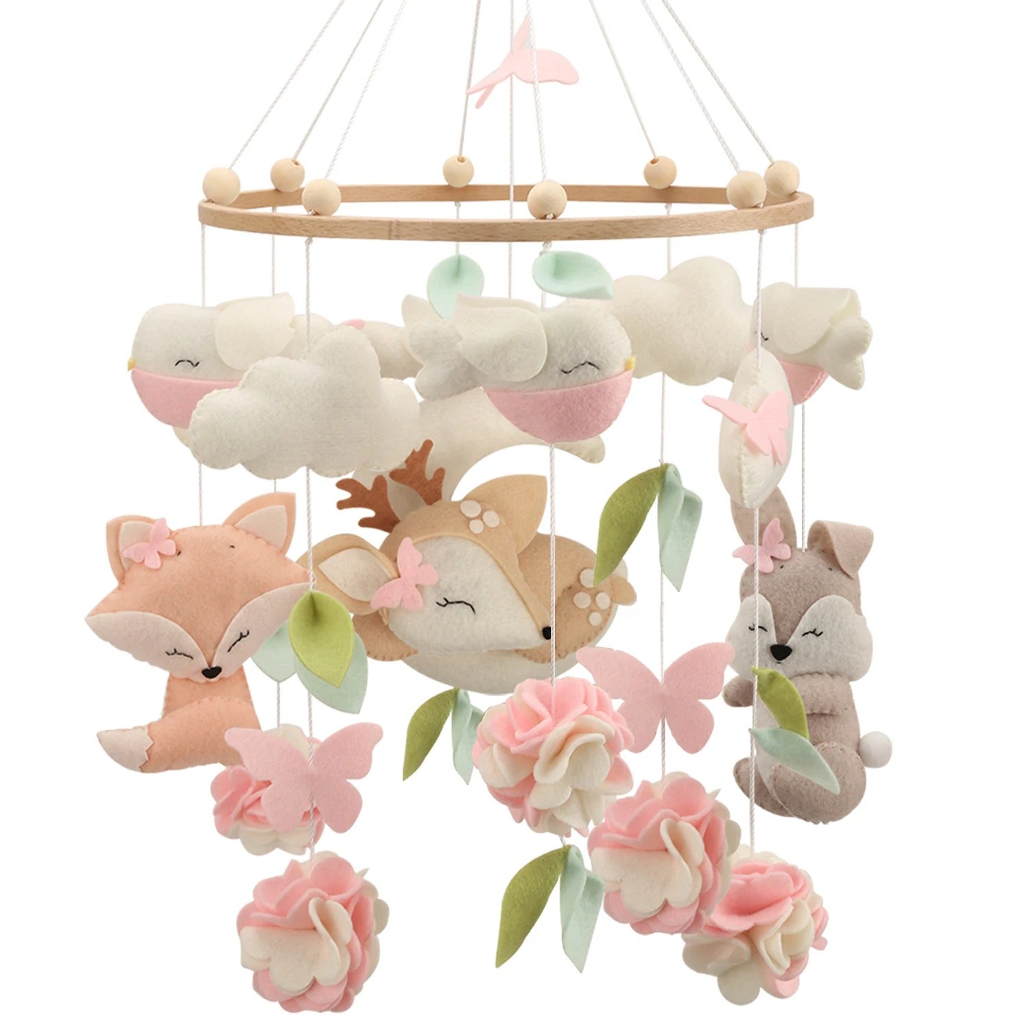 Mobile bebe nuage, fleurs et divers animaux 