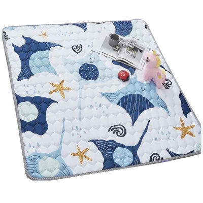 Mousse tapis bébé épais avec un motif d'animaux marins, pliable et lavable en machine, d'une épaisseur d'environ 1 cm