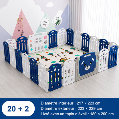 Parc bebe pliable de 20 panneaux et 2 sorties plus tapis d'éveil