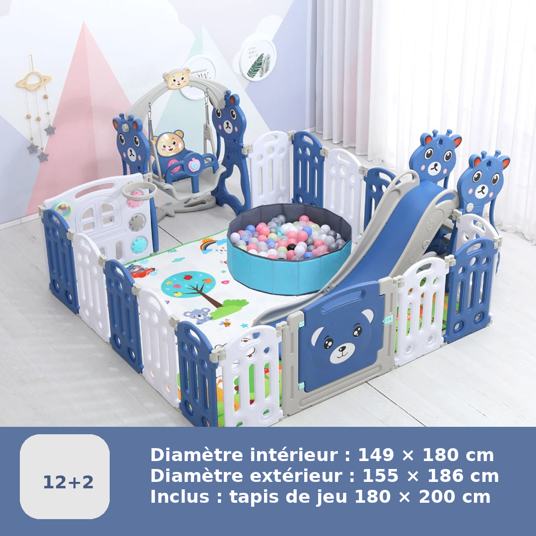 Parc bebe pliable tapis de sol et deux jouet d'éveil 