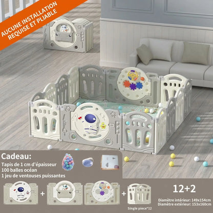 Parc pliable bebe de 12 panneaux et cadeau d'éveil 