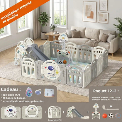 Parc pliable bebe de 12 panneaux et pack d'éveil 