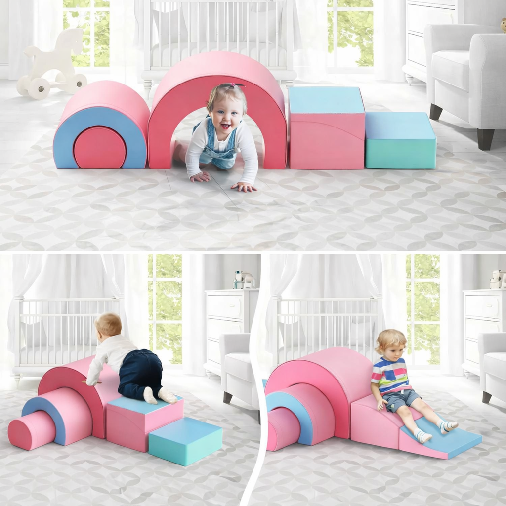 Grimper, glisser et ramper avec le parcours motricité bébé 1 an 