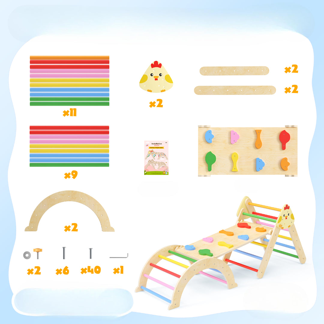 Parcours motricité bébé en bois coloré