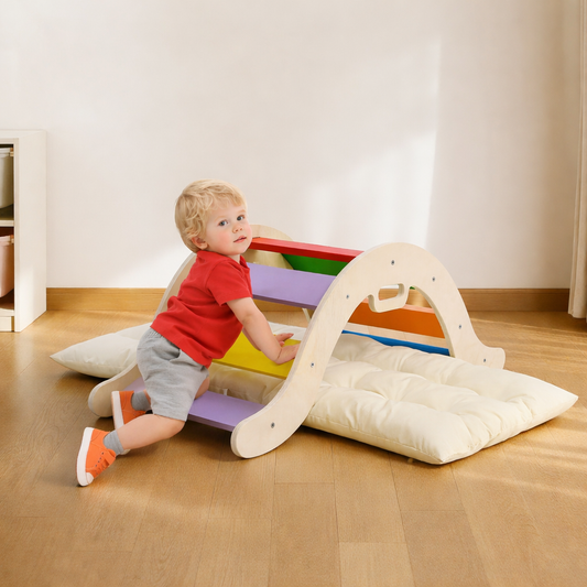 Parcours motricité bebe grimper sur les genoux