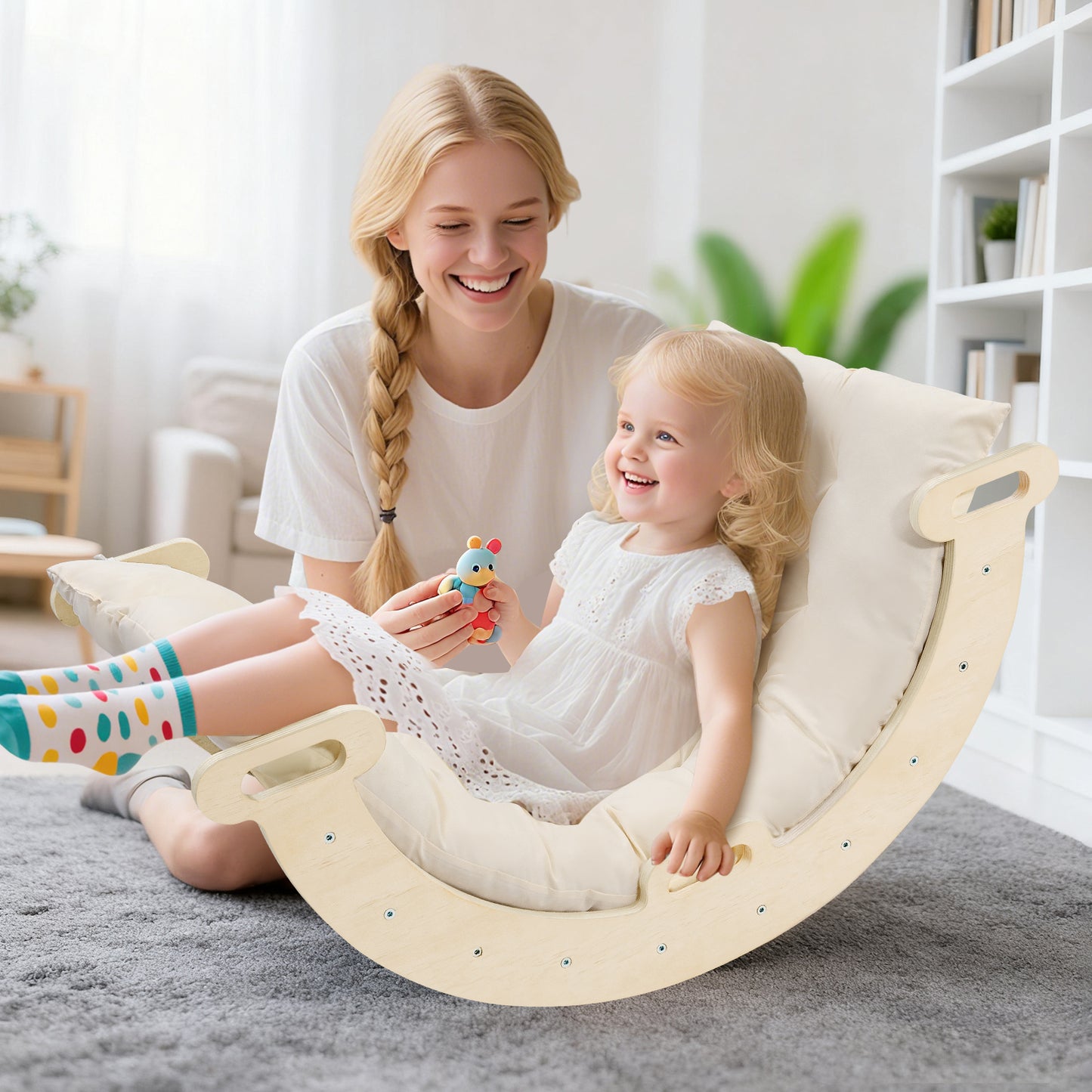 Parcours motricité bebe avec son coussin de coton pour les séances de relaxation