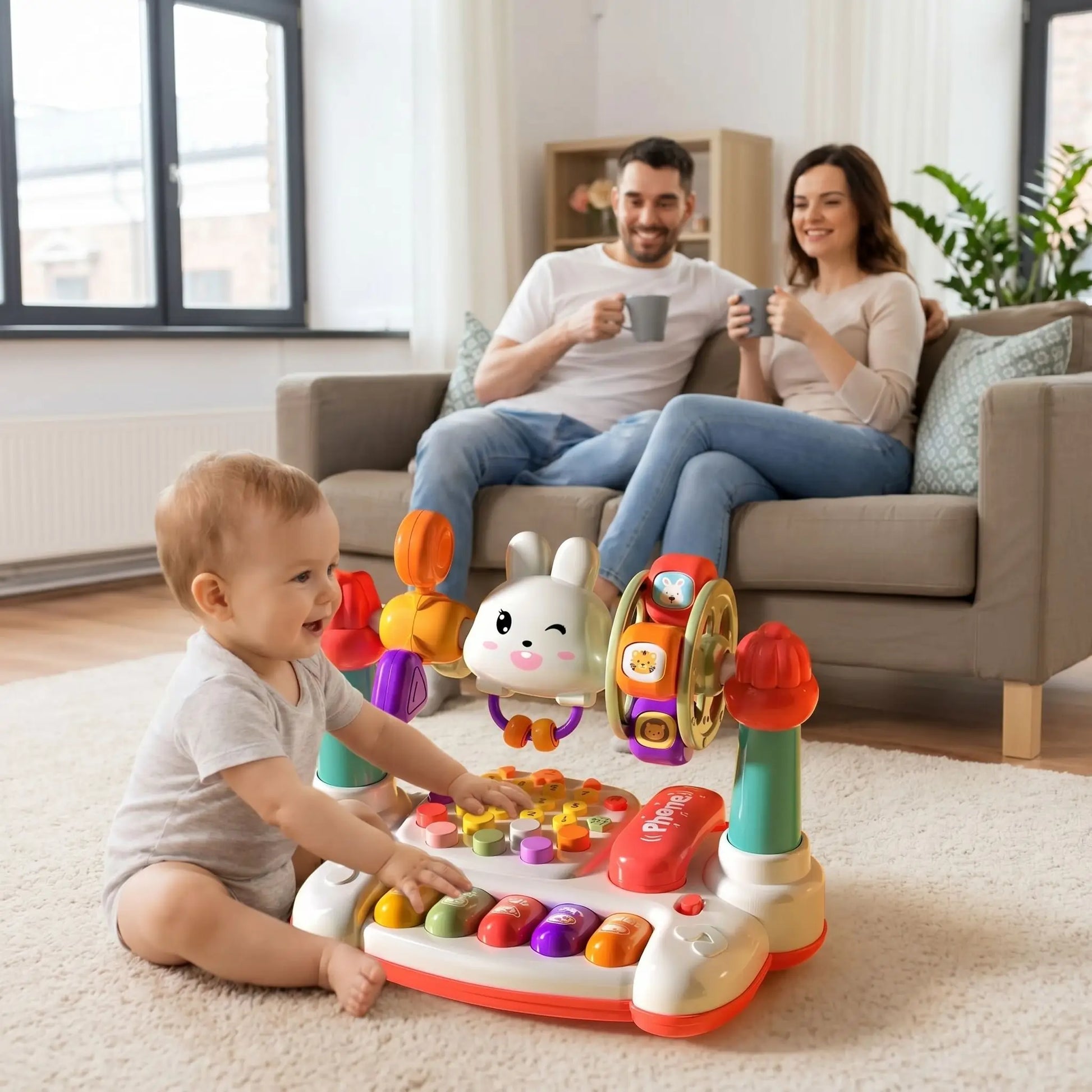 Appuyer des doigts sur le piano bebe et danser aux sons musicales 