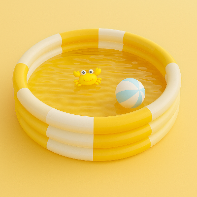 Piscine bebe Jaune  de diamètre 145cm gonflable avec 3 anneaux
