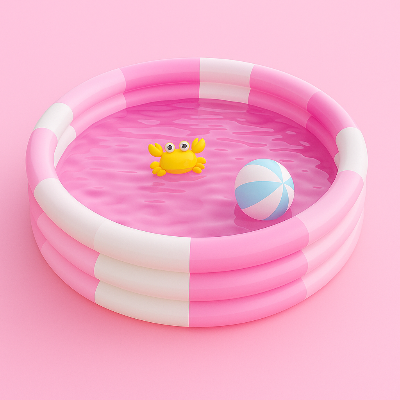 Piscine bebe  Rose de diamètre 145cm gonflable avec 3 anneaux